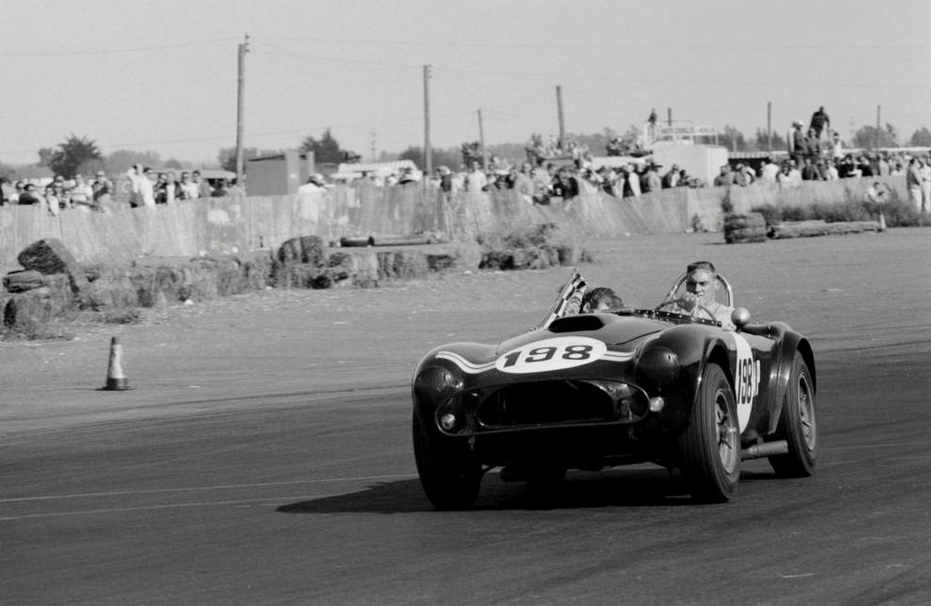 Dave MacDonald in victory lap in Shelby Cobra at Cotati 1963